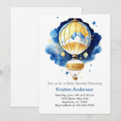 Whimsical Boho heteluchtballon Boy Baby shower Kaart (Voorkant / Achterkant)