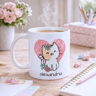 Whimsical Boho Kat Monogram Koffiemok