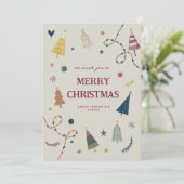 Whimsical Boho kerstbomen Holiday Card Feestdagenkaart (Staand voorkant)