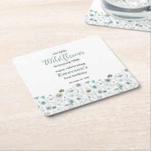 Whimsical Boho Kleur Wilde Bloem 1e Verjaardagsfee Kartonnen Onderzetters