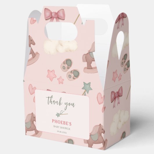 Whimsical Boho kwekerij Bassinet Dreams Paard Bedankdoosjes (Geopend)