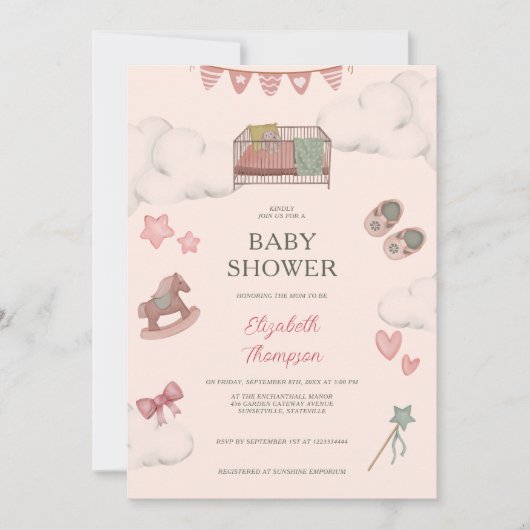 Whimsical Boho kwekerij Bassinet Dreams Paard Kaart (Voorkant)