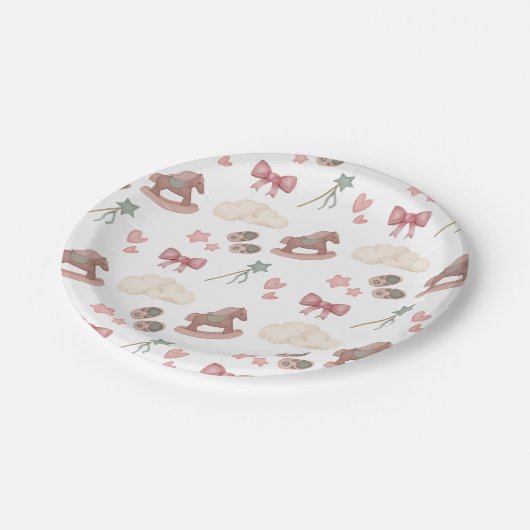 Whimsical Boho kwekerij Bassinet Dreams Paard Papieren Bordje (Gekanteld)
