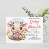 Whimsical Boho Land Koe Baby shower Kaart (Staand voorkant)