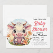 Whimsical Boho Land Koe Baby shower Kaart (Voorkant / Achterkant)