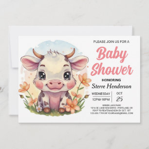 Whimsical Boho Land Koe Baby shower Kaart