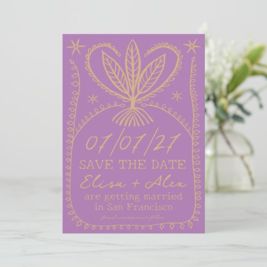 Whimsical Boho Lijst BEWAAR DE DATUM AANGEPASTE FO Save The Date (Staand voorkant)