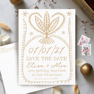 Whimsical Boho Lijst Elegant SAVE THE DATE CUSTOM Uitnodiging Briefkaart