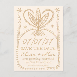 Whimsical Boho Lijst Elegant SAVE THE DATE CUSTOM Uitnodiging Briefkaart