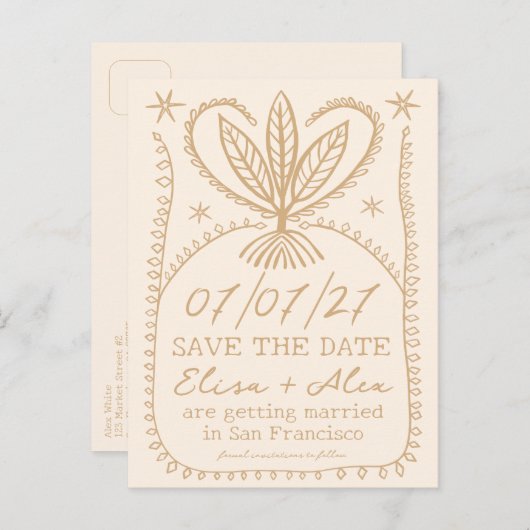 Whimsical Boho Lijst Elegant SAVE THE DATE CUSTOM Uitnodiging Briefkaart (Voorkant / Achterkant)