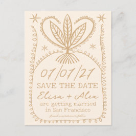 Whimsical Boho Lijst Elegant SAVE THE DATE CUSTOM Uitnodiging Briefkaart