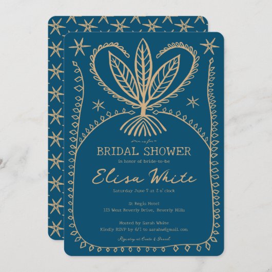 Whimsical Boho Lijst Elegante Bruidsdouche CUSTOM Kaart (Voorkant / Achterkant)