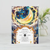 Whimsical Boho Moon Verjaardag Kaart (Staand voorkant)