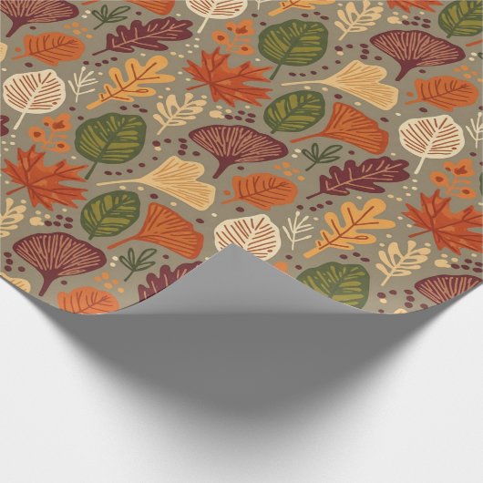 Whimsical Boho Multi Color Autumn Leaves Cadeaupapier (Hoek)