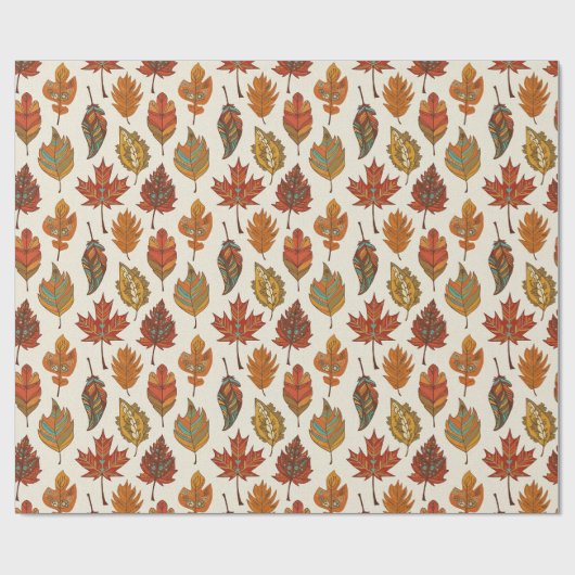 Whimsical Boho Multi Color Autumn Leaves Cadeaupapier (Vlak)