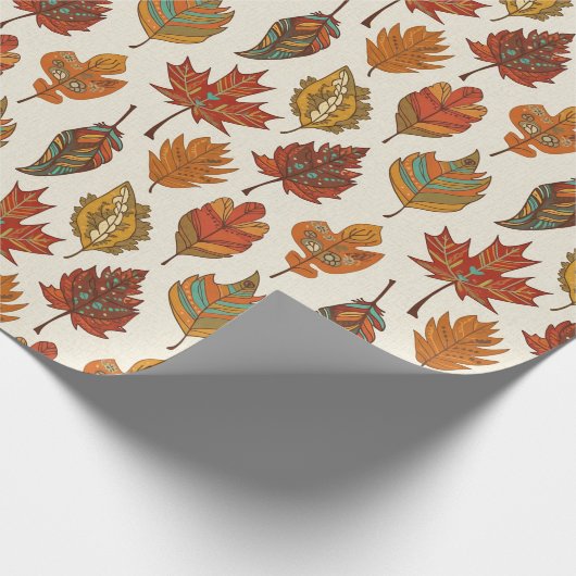 Whimsical Boho Multi Color Autumn Leaves Cadeaupapier (Hoek)