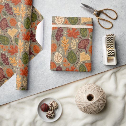 Whimsical Boho Multi Kleur Herfstbladeren Cadeaupapier (Crafts)