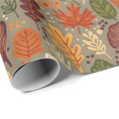 Whimsical Boho Multi Kleur Herfstbladeren Cadeaupapier (Rol Hoek)