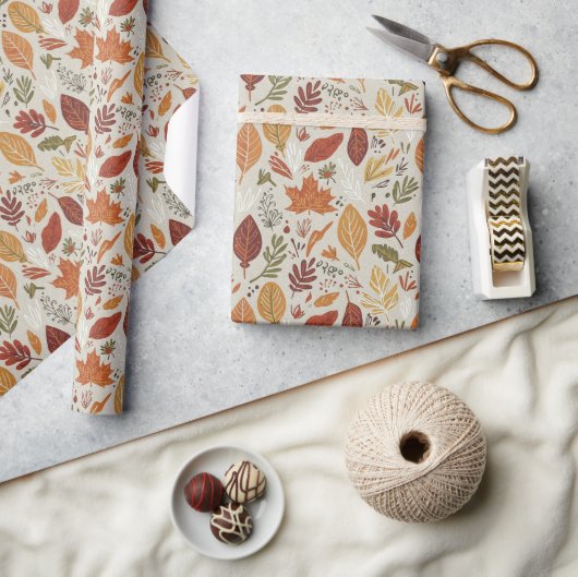 Whimsical Boho Multi Kleur Herfstbladeren Cadeaupapier (Crafts)