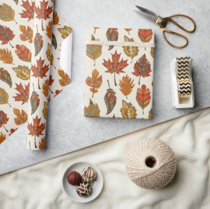 Whimsical Boho Multi Kleur Herfstbladeren Cadeaupapier