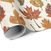 Whimsical Boho Multi Kleur Herfstbladeren Cadeaupapier (Rol Hoek)