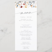 Whimsical Boho Multikleurig Wildbloem Bruiloft Menu (Voorkant)