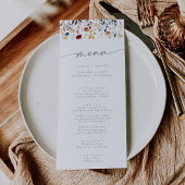 Whimsical Boho Multikleurig Wildbloem Bruiloft Menu