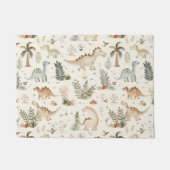 Whimsical Boho Oerwoud Dinosauruspatroon Deurmat (Voorkant)