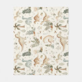 Whimsical Boho Oerwoud Dinosauruspatroon Fleece Deken (Voorkant)