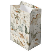 Whimsical Boho Oerwoud Dinosauruspatroon Medium Cadeauzakje (Voorkant Gekanteld)