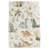 Whimsical Boho Oerwoud Dinosauruspatroon Medium Cadeauzakje (Achterkant)