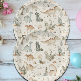 Whimsical Boho Oerwoud Dinosauruspatroon Papieren Bordje