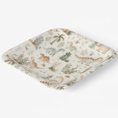 Whimsical Boho Oerwoud Dinosauruspatroon Papieren Bordje (Gebogen)