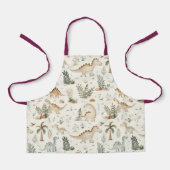 Whimsical Boho Oerwoud Dinosauruspatroon Schort (Voorkant)