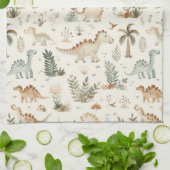 Whimsical Boho Oerwoud Dinosauruspatroon Theedoek (Gevouwen)