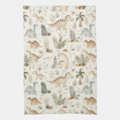 Whimsical Boho Oerwoud Dinosauruspatroon Theedoek (Verticaal)