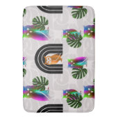 Whimsical Boho Owl & Tropical Monstera Leaf Badmat (Voorkant Verticaal)