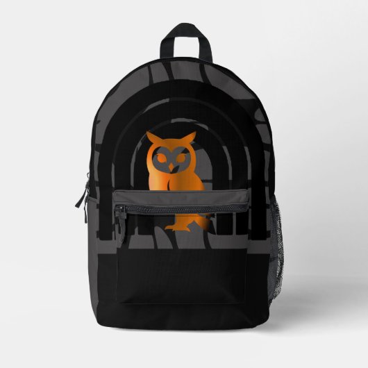 Whimsical Boho Owl & Tropical Monstera Leaf Bedrukte Rugzak (Voorkant)