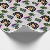 Whimsical Boho Owl & Tropical Monstera Leaf Cadeaupapier (Hoek)