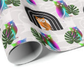 Whimsical Boho Owl & Tropical Monstera Leaf Cadeaupapier (Rol Hoek)