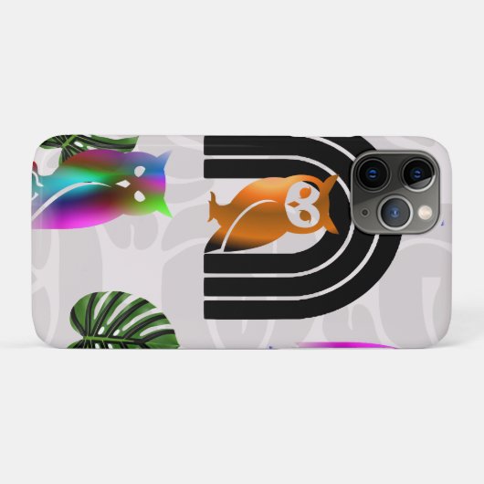 Whimsical Boho Owl & Tropical Monstera Leaf Case-Mate iPhone Case (Achterkant (horizontaal))
