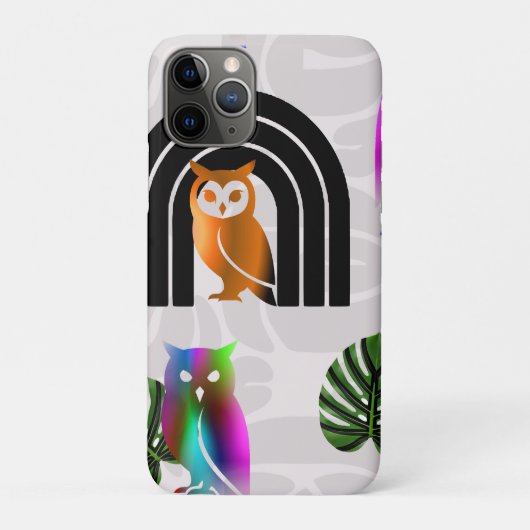 Whimsical Boho Owl & Tropical Monstera Leaf Case-Mate iPhone Case (Achterkant)