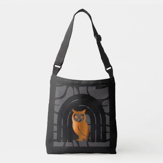 Whimsical Boho Owl & Tropical Monstera Leaf Crossbody Tas (Voorkant)