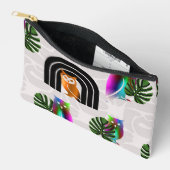 Whimsical Boho Owl & Tropical Monstera Leaf Etui (Open)