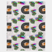 Whimsical Boho Owl & Tropical Monstera Leaf Fleece Deken (Voorkant)