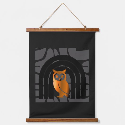 Whimsical Boho Owl & Tropical Monstera Leaf Hangend Wandkleed (Voorkant)