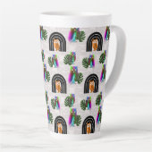 Whimsical Boho Owl & Tropical Monstera Leaf Latte Mok (Rechterhoek)