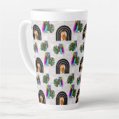 Whimsical Boho Owl & Tropical Monstera Leaf Latte Mok (Linkerhoek)