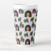 Whimsical Boho Owl & Tropical Monstera Leaf Latte Mok (Voorkant)