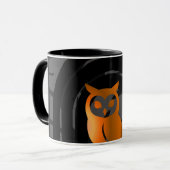 Whimsical Boho Owl & Tropical Monstera Leaf Mok (Voorkant links)